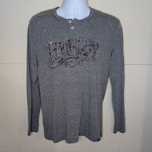 Hurley Graphic Henley Long Sleeve Tee in Gray